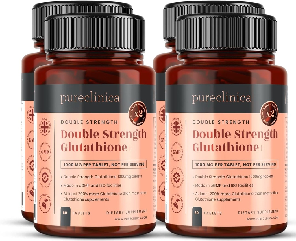 Glutathion 1000mg x 240 tabletter (4 flasker à 60) - w / 500mg Glutathion, 300mg ALA og 200mg VIT C pr. tablet