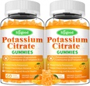 2 Pack Kalium Citrate Gummies - High Potency Kalium Supplement for Muscle Health, Leg Cramp Relief, Electrolyte Balance - Vegan, Non- GMO, Gluten- Free, Orange Flavor, 120 Greve