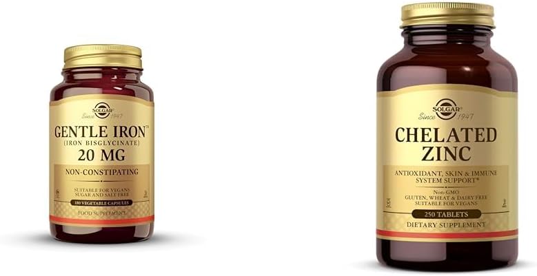 Solgar Gentle Iron - Ideel til sensitive stomachsRed Blood Cell supplement, ikke Forstoppelse & GMO & Chelated Zink, 250 tabletter - Zink til sund hud - Understøtter cellevækst & DNA dannelse