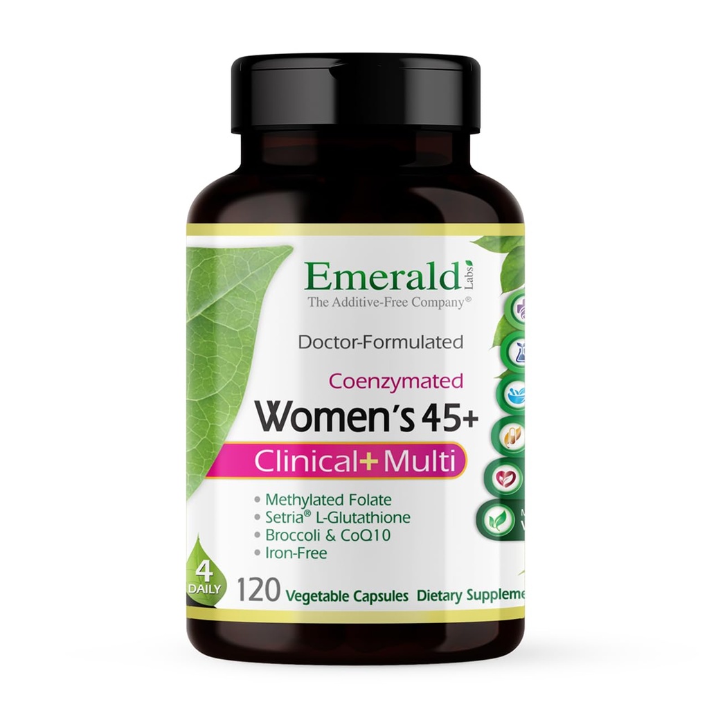 Emerald Labs Women 's 45 + Clinical Multi - Multivitamin til omfattende support, ben & hjerte sundhed * - Designet til kvinder 45 + - Gluten- Free & Vegetar - 120 vegetabilske kapsler (30-dages forsyning)