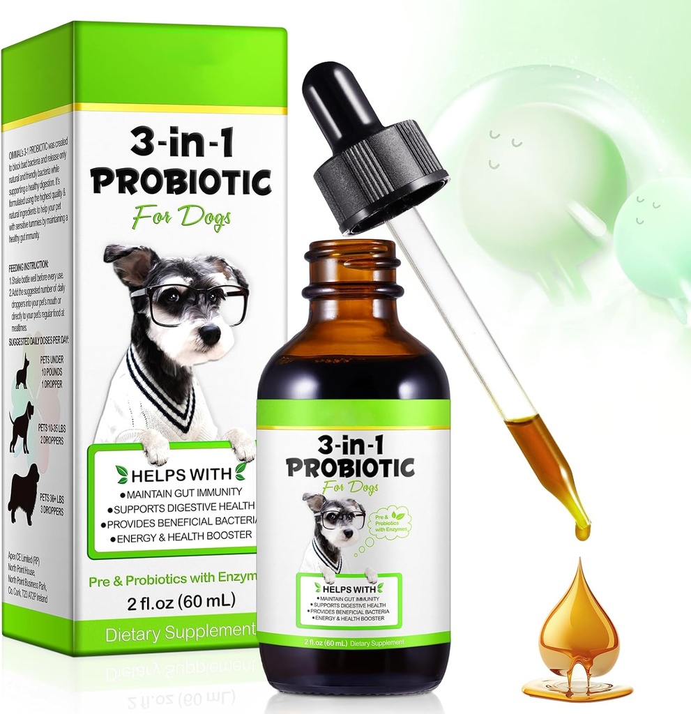 Probiotika til hunde, 31- 1 Hund Probiotika til hunde Probiotika til fordøjelsesstøtte, Hund Probiotika kosttilskud Pet Probiotika til hunde, Flydende Probiotika til hunde, 124; 2 Oz