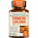 Gurkemeje supplement - 1200 mg Økologisk gurkemeje + Tumerisk ekstrakt (95% Curcuminoider) til fælles støtte & fordøjelsessundhed - Gurkemeje supplement - Pure Curcumin med sort peber - 60 kapsler
