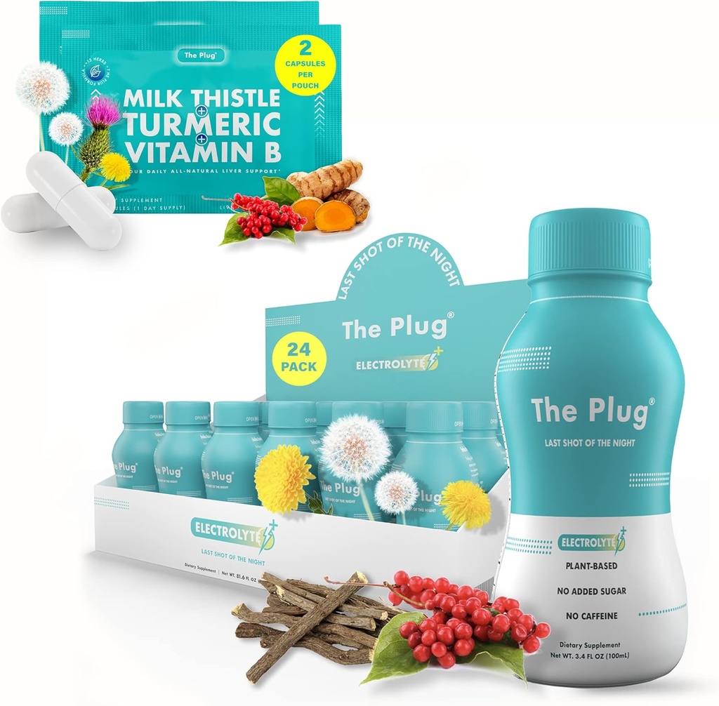 Plug lever rense Detox & reparation bundle - Supplement piller & inddrivelse drik (24 Pack)