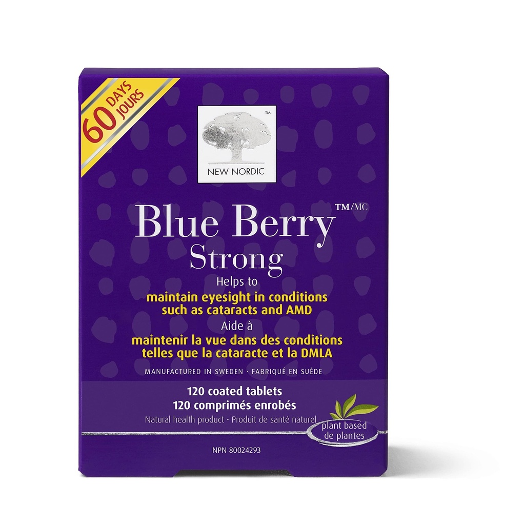 NY NORDIC Blue Berry Eye Vitamin Lutein tillæg med zink, understøtter makulær pigmentering, Eye & Vision funktion, 60 tabletter (pakke med 1)