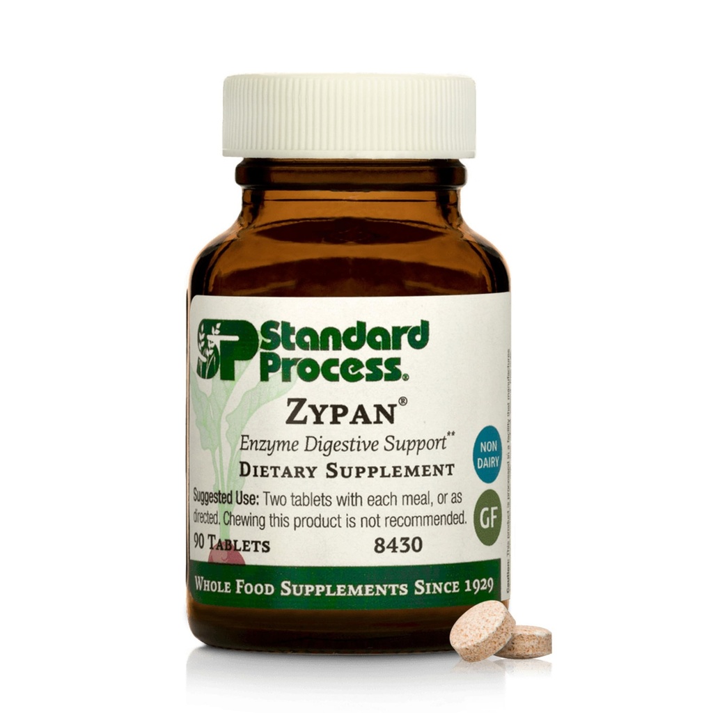 Standard Process Zypan - fordøjelsestilskud - HCI tillæg med pancreatin, betain hydroklorid & pepsin - support Macronutrient fordøjelse - 90 tabletter