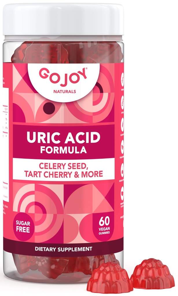 Urisyre støtte Formel for voksne - Tart Cherry Gummies med selleri frø ekstrakt - for mænd og kvinders Joints Nyrer og meget mere - Soja & sukker fri