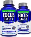 Focus Factor Voksne Ekstra Styrke, 120 Count- Brain Supplement for Hukommelse, Koncentration, Focus - DMAE, D-vitamin, DHA- Brain Health Supplement - Trusted Formula- Brain Vitaminer, Focus Pills (2 pk)