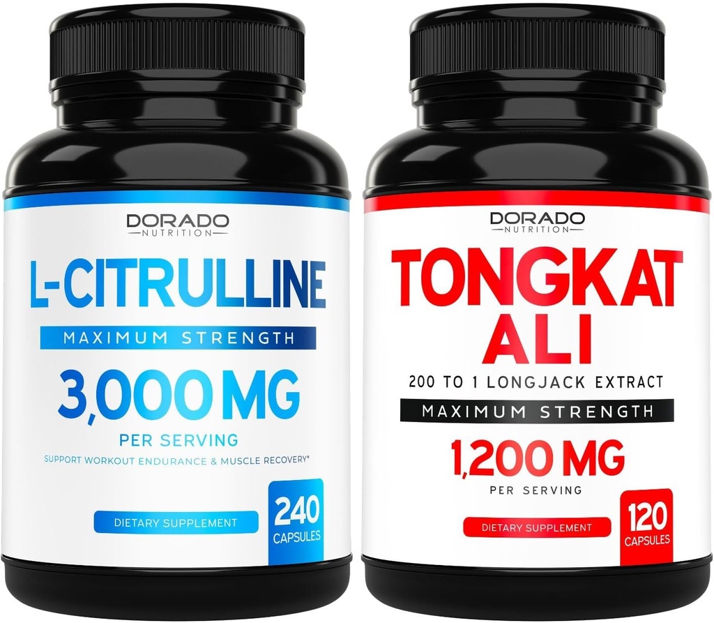 L Citrullin 3000mg tillæg (240 greve) L Arginin & nitrogenoxide piller - Tongkat Ali For mænd 1200mg 200 til 1 Uddrag - (120 greve) Support Strength, Drive & Athletic Performance - Vegan & USA Made
