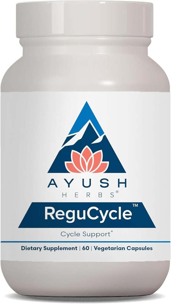 Ayush urter Regu- Cycle - Hormonbalance for kvinder, Hormonal støtte, Periode support & Relief, Reproduktiv sundhed, Regulere menstruationscyklus, Ovarie Support Supplement - 60 Vegetariske kapsler