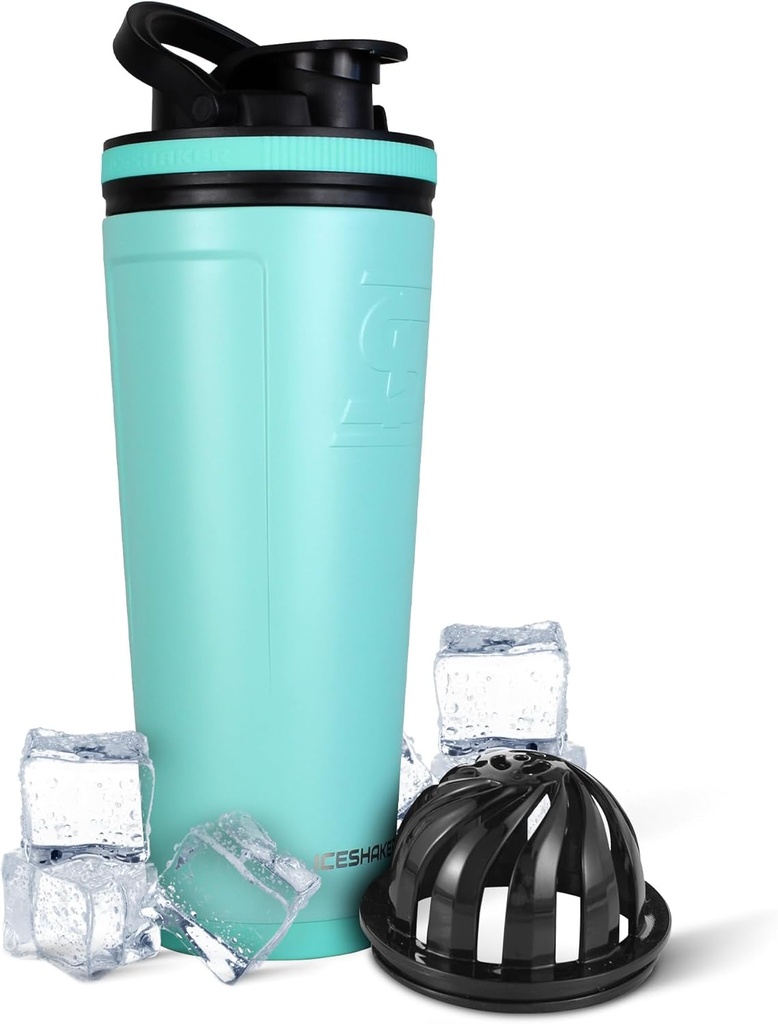 Ice Shaker Isoleret rustfrit stål Shaker Bottle 124; 36oz, Mint Yap 124; Koldt for 30 + Timer Yap 124; Isoleret Cup med Twist- on Agitator Yap 124; Odor- fri flaske til Protein Shakes, Vand, Smoothies, Cocktails