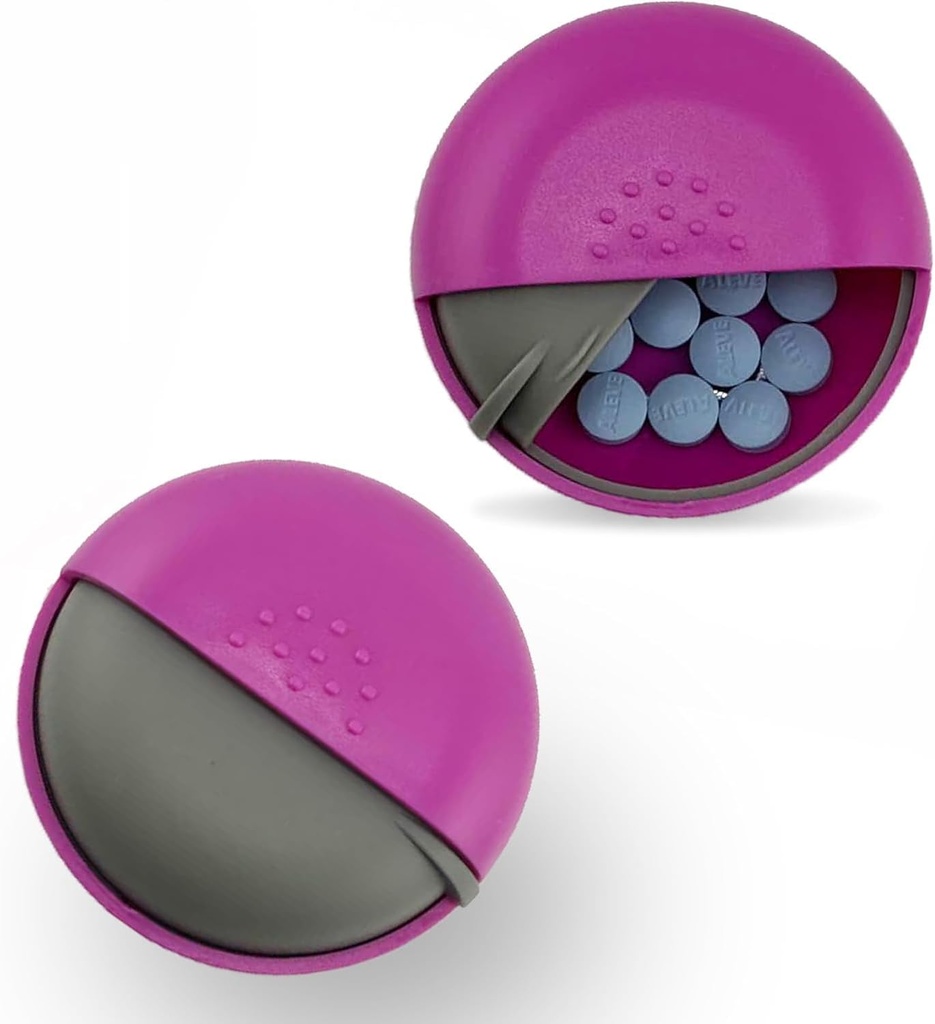 Round Travel Pill Organizer - Portable Small Pill Box for Purse - Compact, Leak-Proof Medicine Container for Pills, Vitamins, Fish Oil, Supplements - BPA-Free, Durable Design, 2.75" (Pink)