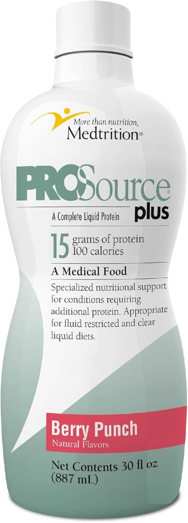 Liquid collagen peptides Type I, III 15 grams protein per oz. | Plus Berry Punch Bottles 4 pack Medtrition|