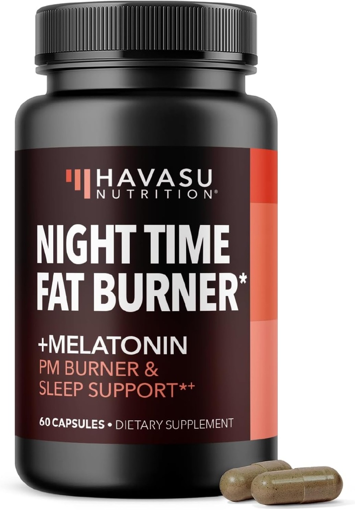 Nat tid Fat Burner Kapsler til mænd og kvinder - Appetite Suppressant for vægttab med hvide kidney Bean - 60 Greve - Metabolisme Booster med Melatonin til søvn support - 2-måneders levering