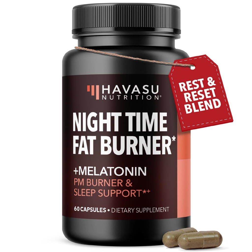 Nat tid Fat Burner Kapsler til mænd og kvinder - Appetite Suppressant for vægttab med hvide kidney Bean - 60 Greve - Metabolisme Booster med Melatonin til søvn support - 2-måneders levering