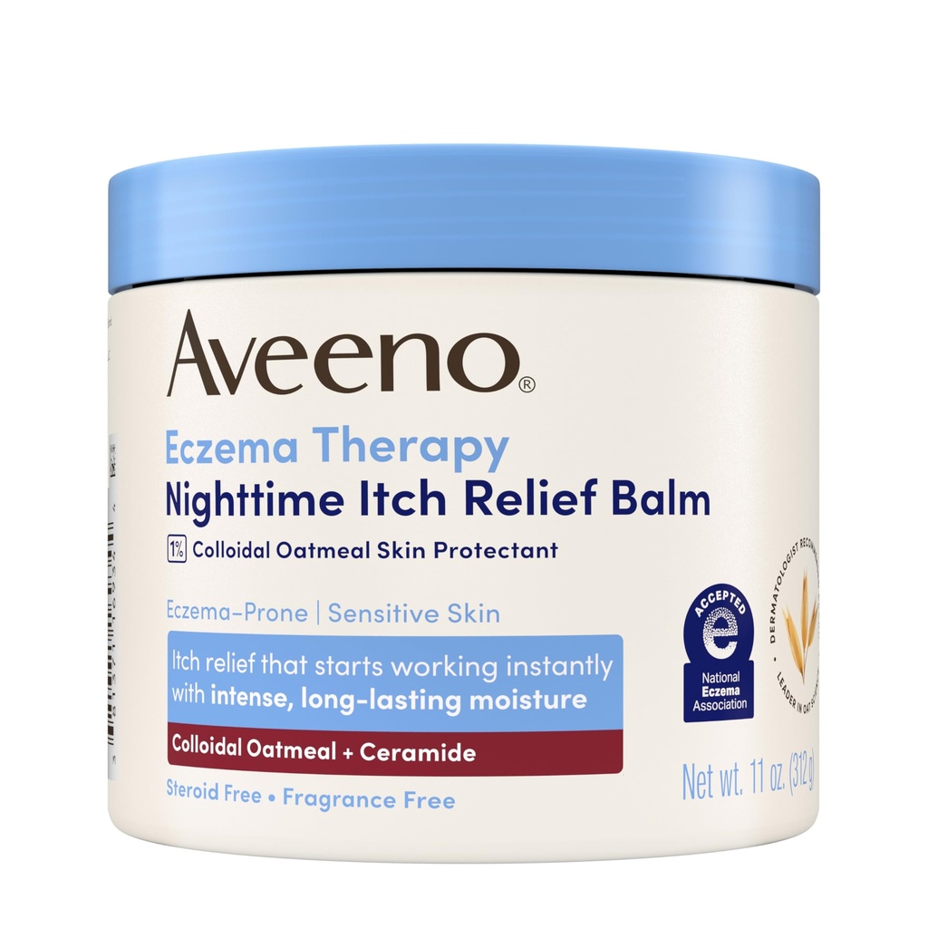 Aveeno Eksem Terapi Nighttime Itch Relief Balm, Eksem Cream til krop, Fugtgivende kolloid havregryn & Ceramide Formel, Fragrance Gratis, Lindrende tør Itchy Hud, 11 fl oz
