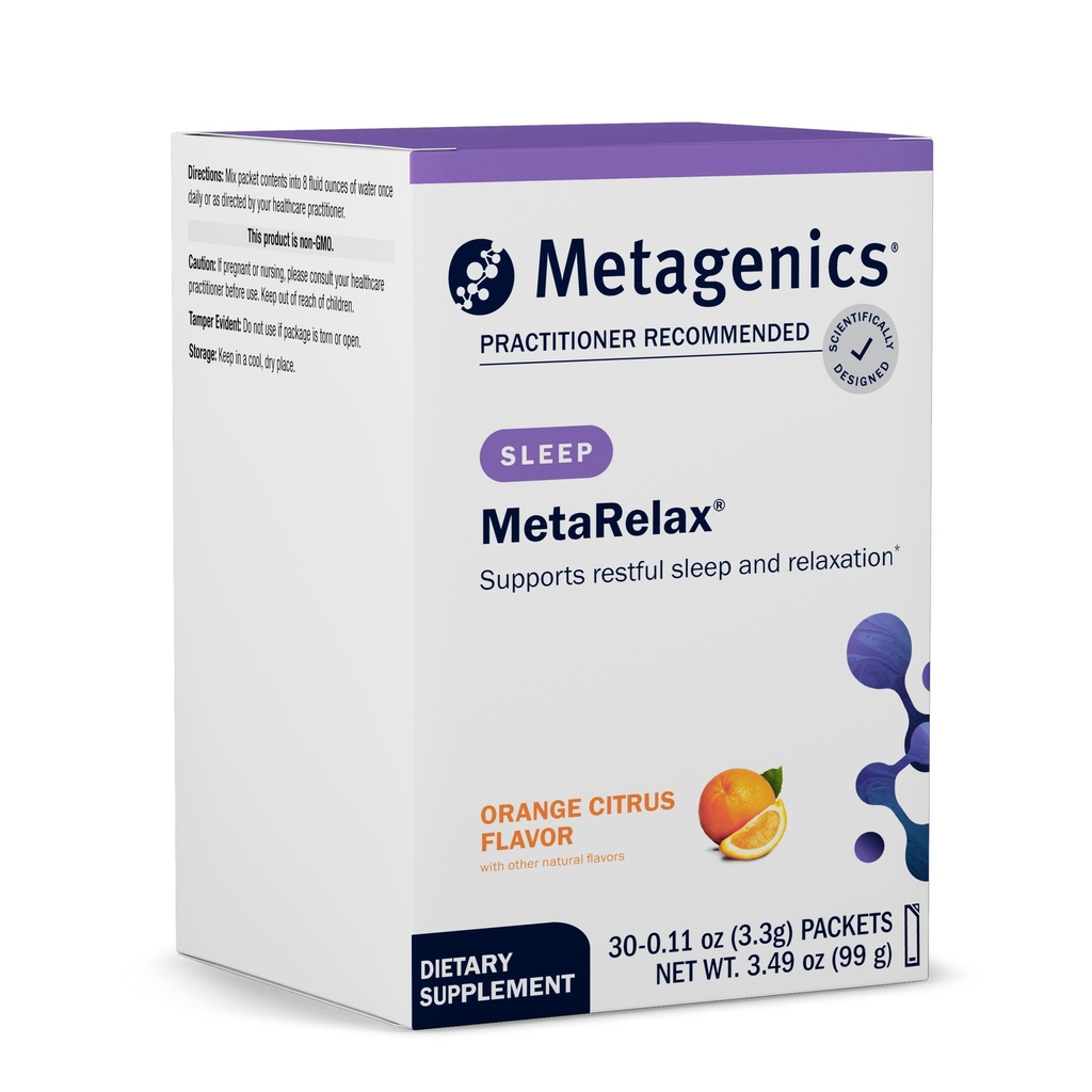 Metagenics MetaRelax - Magnesium Powder for Restful Sleep, Relaxation & Positive Mood* - with B-Vitamins, Taurine & GABA - Orange Citrus Flavor - Non-GMO, Gluten-Free, Vegetarian - 30 Servings