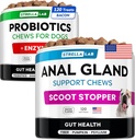 Probiotika + Anal Gland Support Dogs Bundle - Digitale enzymer & Prebiotika - Allergi, Diarré, Obstipation & Scoot Behandling - Fiber Supplement for fordøjelse, Gut Sundhed & Immunitet - Made in USA