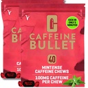 Koffein Bullet Mint Energy Chews * 80 - Hurtigere Boost Than Gels, Tablets and Gum. 100mg per servering - Sport Science for Running, Cykling, Gaming & Pre Workout Endurance Kick.
