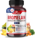Bromelain Supplement med Quercetin, Zink, Fenugreek, Gurkemeje, Ingefær, Sort Pepper & Probiotika - Understøtter fordøjelse, fælles sundhed & næringsstof Absorption 124; 150 Kapsler