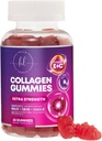 Collagen Peptider Gummies med 2500 mcg biotin - hydrolyseret protein type I & III Multi Collagen tillæg med C-vitamin & zink - Støtte til hår, hud, negle, Tasty Pomegranate Flavor - 60 Gummies