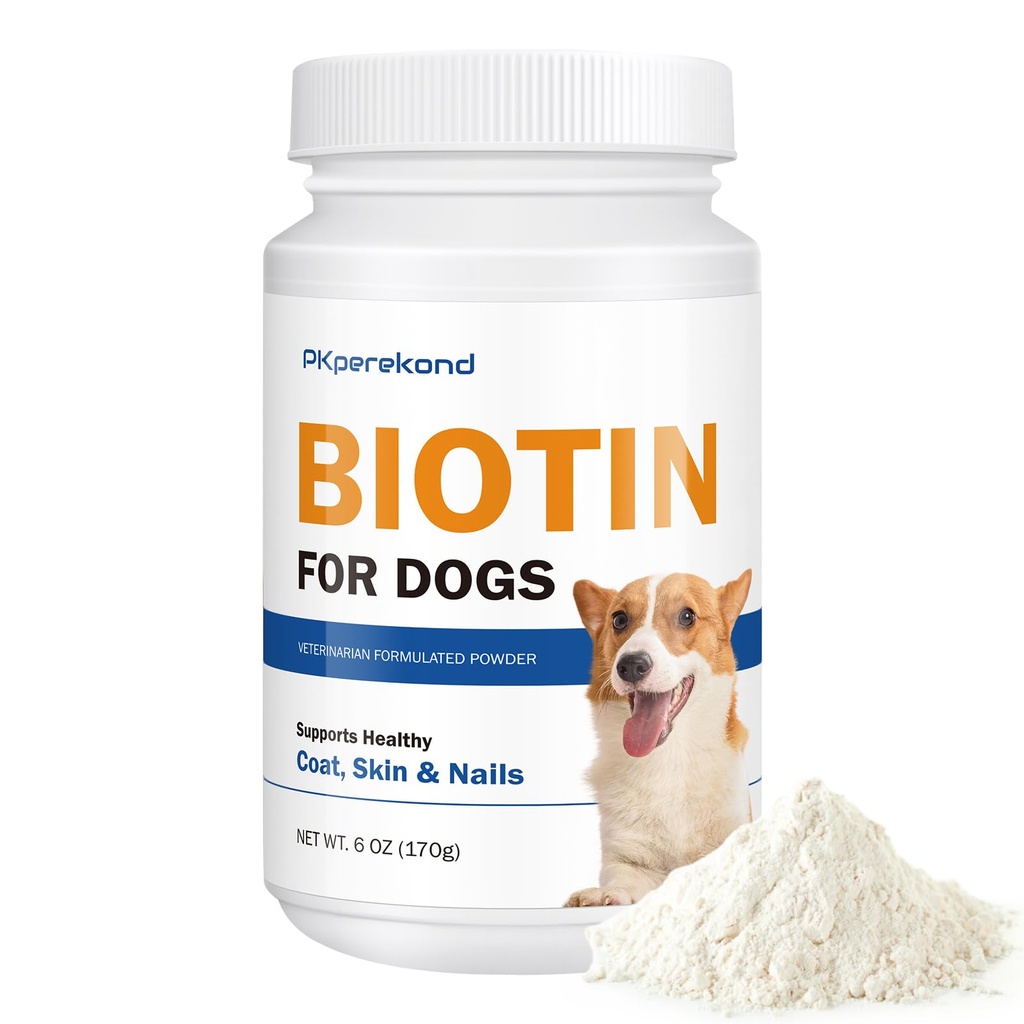 Biotin til hunde, Understøtter Shiny Coat og Sund Hud, Styrker Hundennegle, Biotin pulver supplement til hund Shedding, Tør Hud Relief til hunde, 6 oz