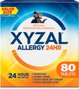 Xyzal 24 timers Allergi Relief Medicine, Original receptpligtig styrke Antihistamin, Levoctirizine Dihydrochloridtabletter, 5 mg, 80 Tælling
