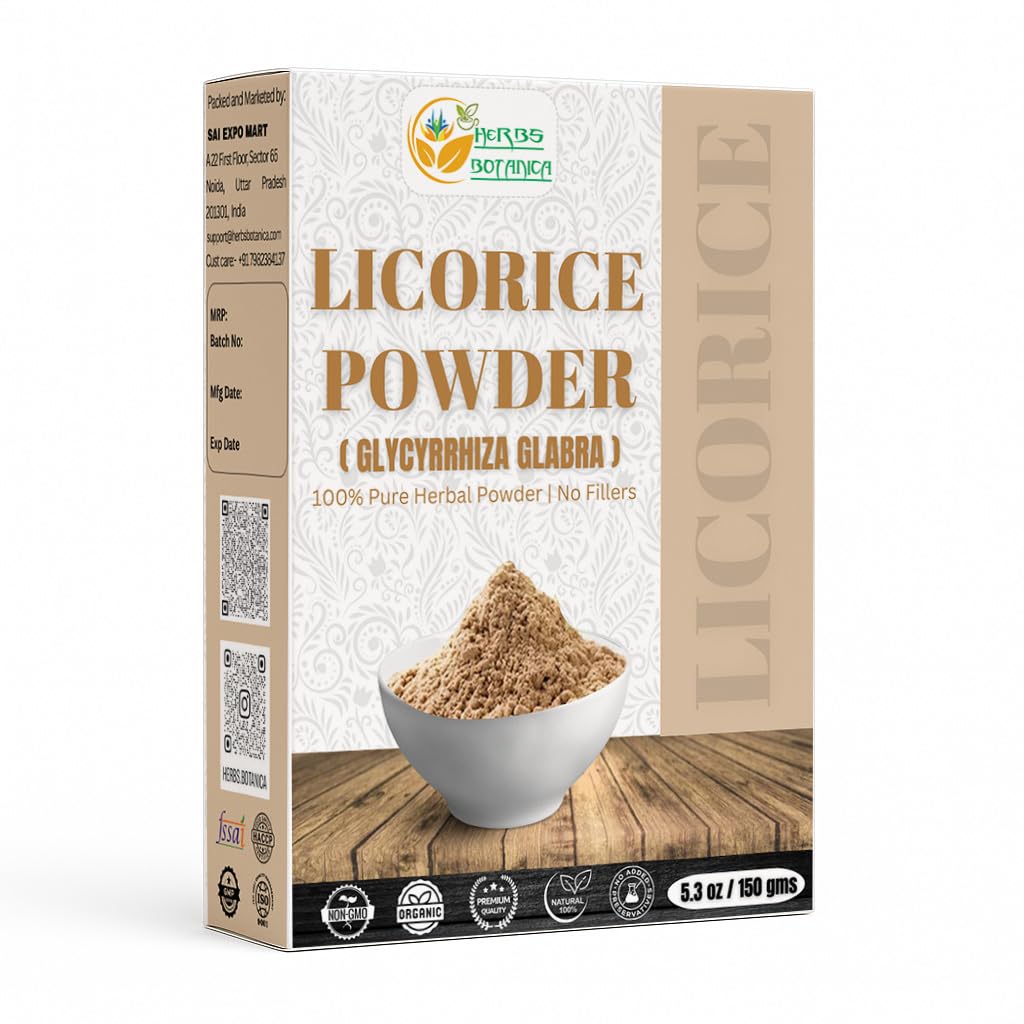 Urter Botanica Lakrids Pulver 100% Pure & Natural Lakrids Root Powder til Urtete, hudpleje, & gør det selv skønhed Natural Lakrids Root Supplement 5.3 oz Resealable Pack