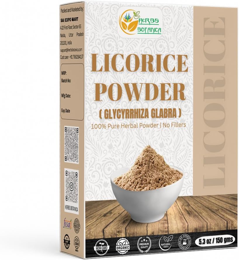 Urter Botanica Lakrids Pulver 100% Pure & Natural Lakrids Root Powder til Urtete, hudpleje, & gør det selv skønhed Natural Lakrids Root Supplement 5.3 oz Resealable Pack