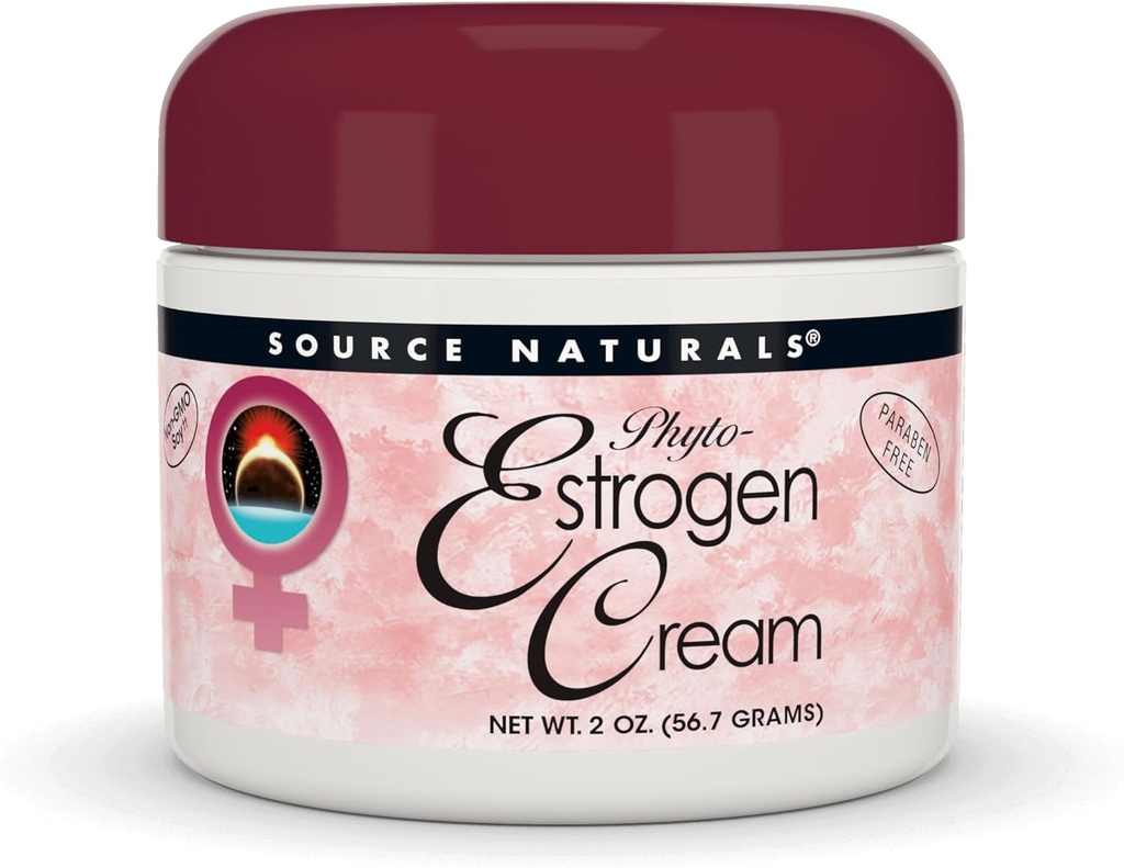 Source Naturals Phyto- Østrogen Cream, Paraben- Free, from non-GMO Soy - 2 oz Cream