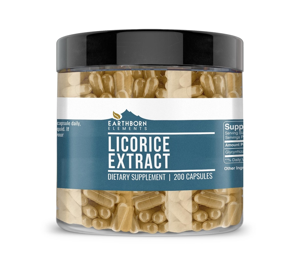 Earthborn Elements Lakrids Extract 200 Kapsler, Pure & Ufortyndet, Ingen tilsætningsstoffer