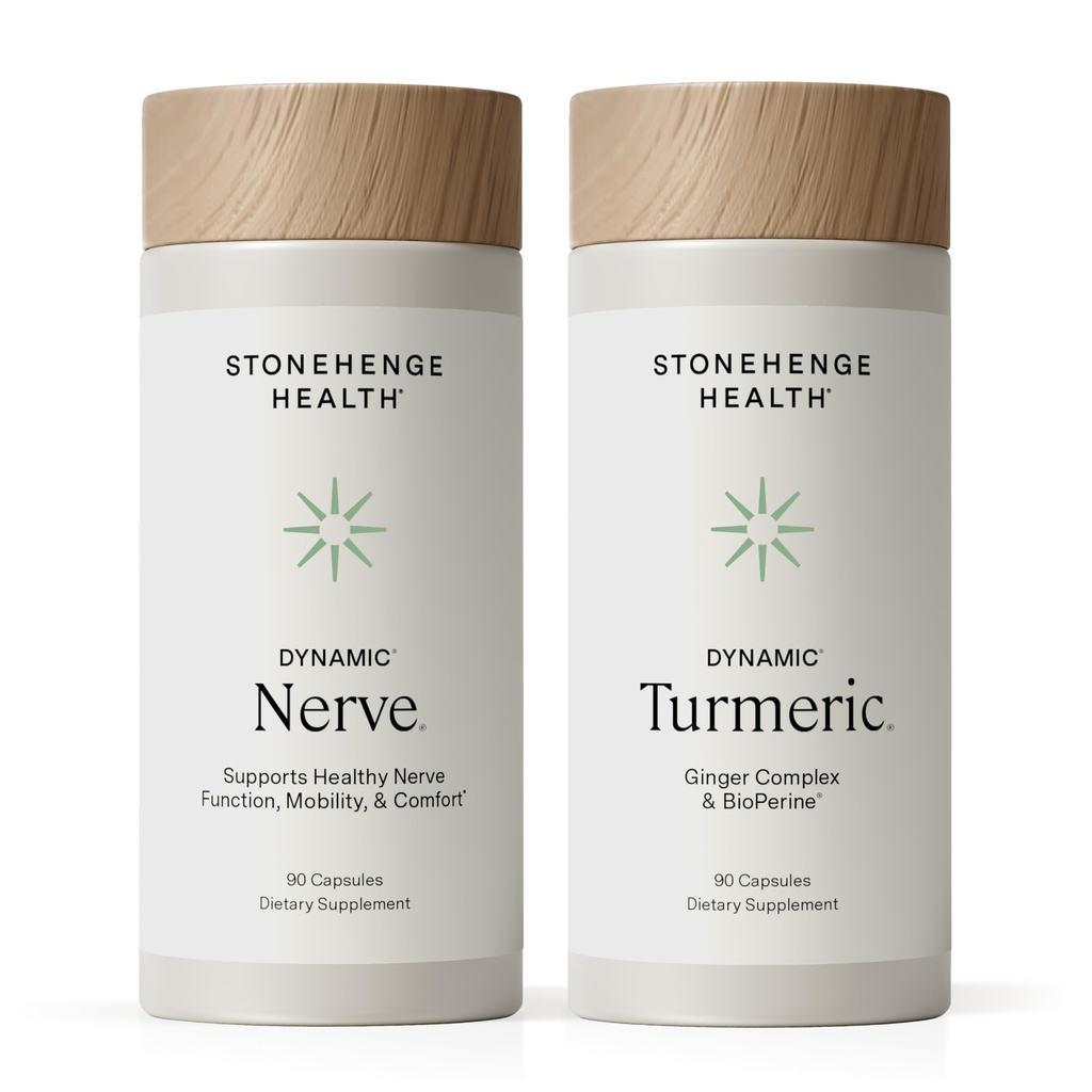 Stonehenge Health Dynamic Nerve + Dynamisk Gurkemeje Kosttilskud til støtte Comfort, Tingling, Numbness, Burning