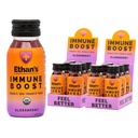 Ethans Organic Immunboost Shots, Elderberry Flavor. Har det bedre. Immunitet Support, Lavet med Real Fruit, C-vitamin, D-vitamin, Reishi, Zink, uden tilsat sukker (12 pakke med 2oz Shots)