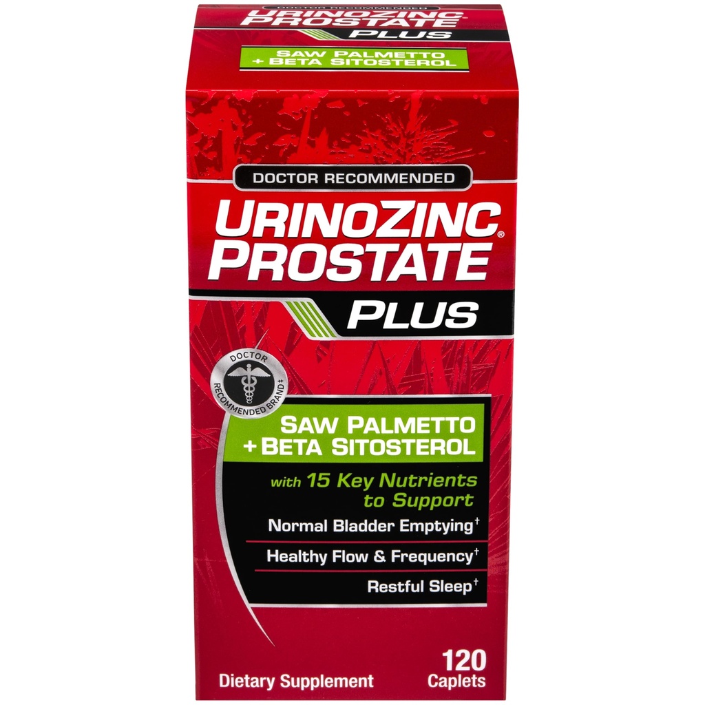 Urinozink prostata Plus, Saw Palmetto & Beta sitosterol supplement til mænd, Reducer hyppig vandladning (2 måneder Tilgang, 120 Tæl)