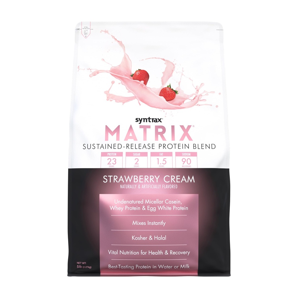 Syntrax Nutrition Matrix - Vedvarende frigivelse Protein Blend, Jordbær Cream 5 lbs.