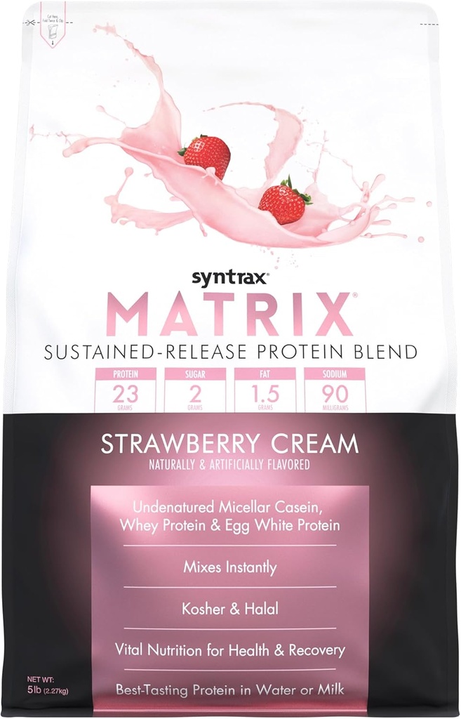 Syntrax Nutrition Matrix - Vedvarende frigivelse Protein Blend, Jordbær Cream 5 lbs.