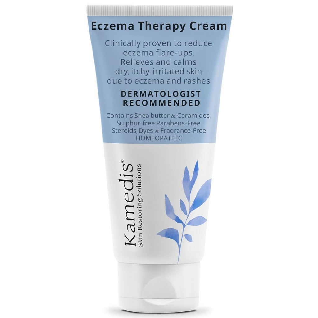 KAMEDIS Eksem Terapi Lindrende Body Cream. Botanisk baseret. Klinisk bevist for kløende, tør, irriteret hud. Dermatolog anbefales fugtgivende behandling. SLS & paraben- fri.