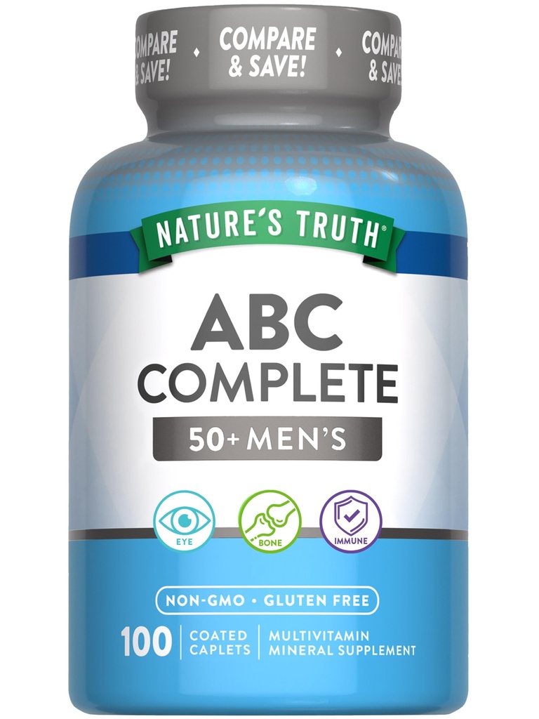 Nature 's Truth Men' s 50 + Multivitamin124; med Vitamin A, C, E, B6 & B12; 100 Greve