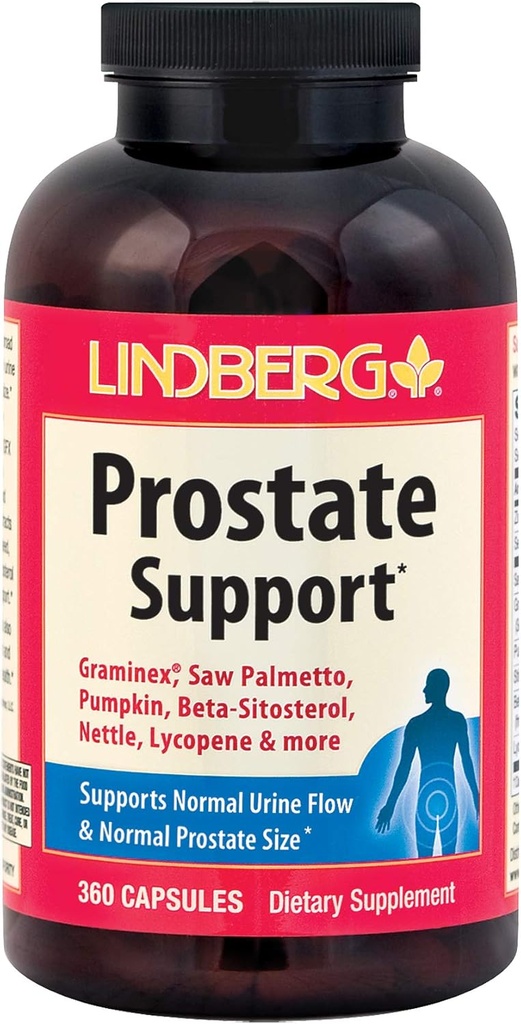 Lindberg Prostate Support * - med Graminex, Saw Palmetto, Pumpkin, Beta- sitosterol, Nettle, Lycopene og mere (360 kapsler)