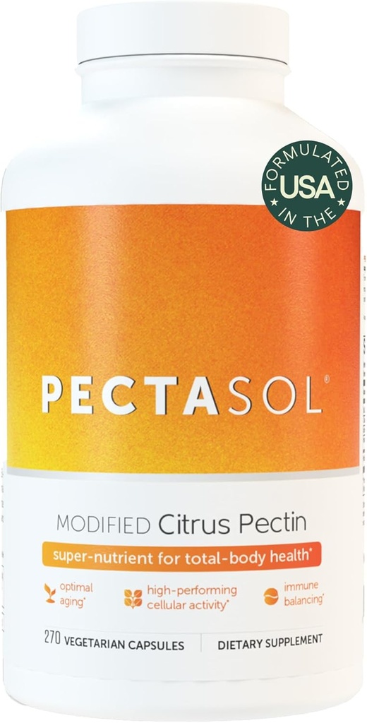 PectaSol Modified Citrus Pectin - 270 Kapsler - Total- Body Health Supplement til støtte for hjerte, immunsystem, inflammation respons & sund aldring + Opretholde sunde Galectin-3 Niveauer