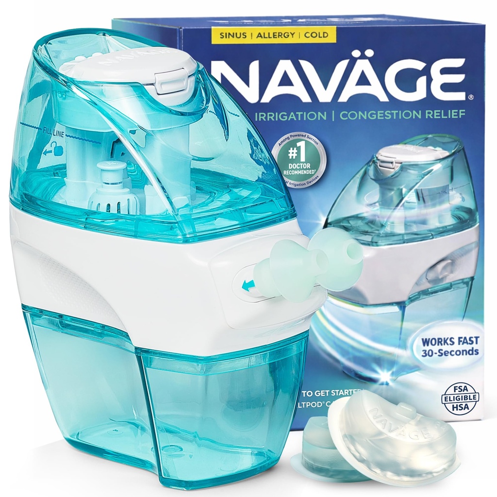 Navage Starter Bundle - Nasal kunstvanding System - Saline Nasal Rinse Kit med 1 Navage Næse Renere og 30 salt Pods
