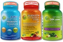 Vegansk Hormonal, immun- og tandkødsstøtte Bundle - Quercetin 500mg med Bromelain, Zink & vitamin C + DIM 200mg med BioPerine ® + 3- in-1 Probiotisk 50 Millioner CFU med fordøjelsesenzymer & Prebiotika