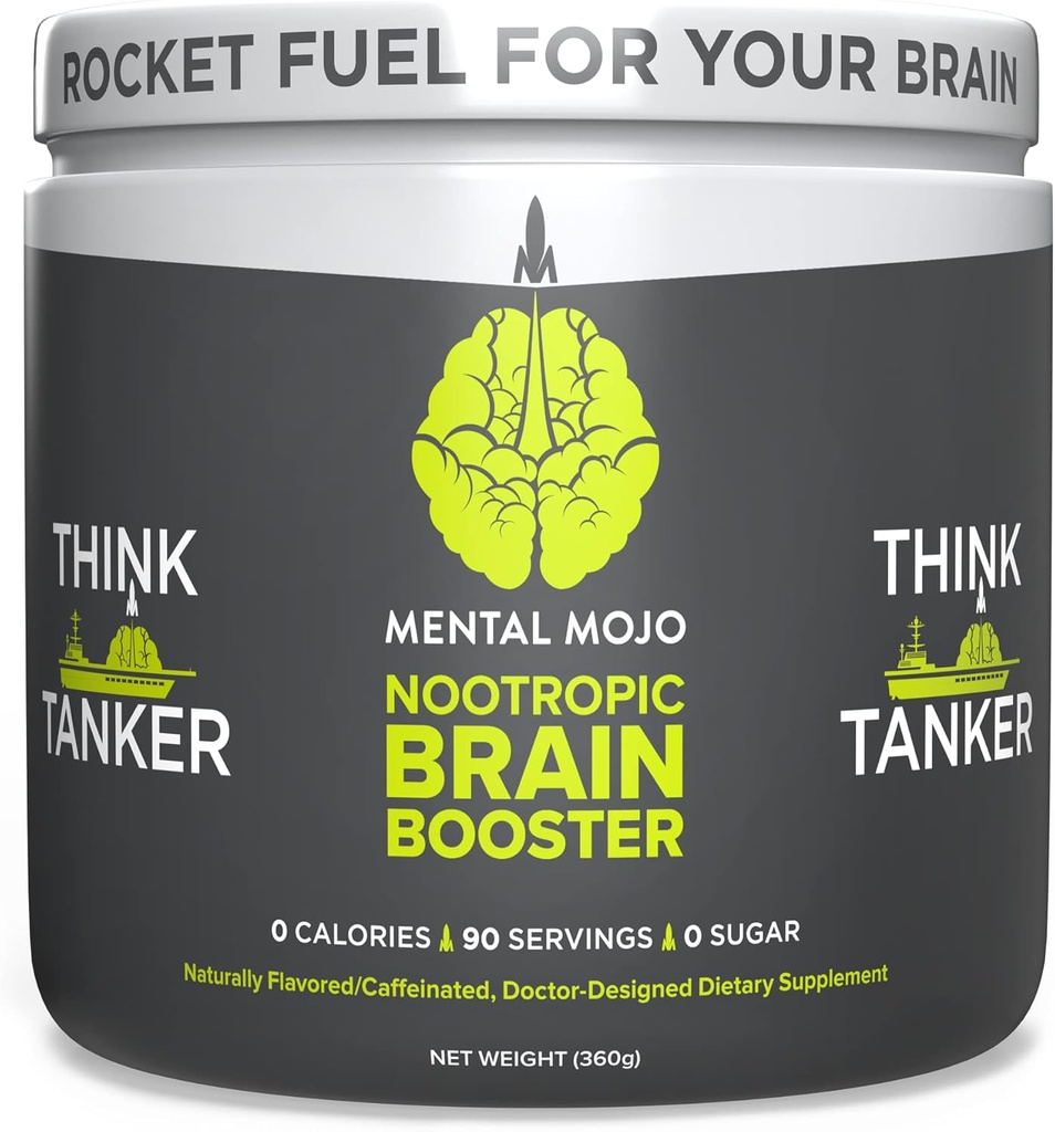 Nootrop Brain Booster (90 Servere) Nootrop Drink Mix & Brain Supplement - Brain Fuel øger energi, fokus & hukommelse - nul kalorier, sukker fri - Kiwi Jordbær