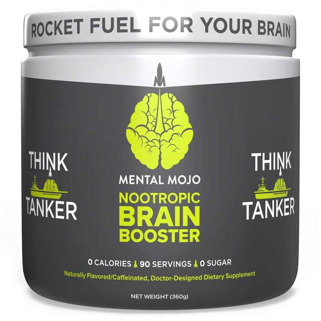 Nootrop Brain Booster (90 Servere) Nootrop Drink Mix & Brain Supplement - Brain Fuel øger energi, fokus & hukommelse - nul kalorier, sukker fri - Kiwi Jordbær
