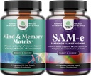 Bundle of Advanced Brain Supplement for Memory & Focus - Vitamins for Adults of All Ages and Sam-E 200mg Mood Support Supplement - S-Adenosyl Methionine for Natural Relaxing Mood Boost Brain Support