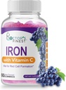 Doctors Orders Iron 10mg Vitamin C Gummies, Vegetarian GMO-Free Gluten Free, Great Tasting Natural Grape Flavor Gummy Vitamins, Dietary Supplement, Red Cell Formation, for Adults and Kids, 60 Gummies