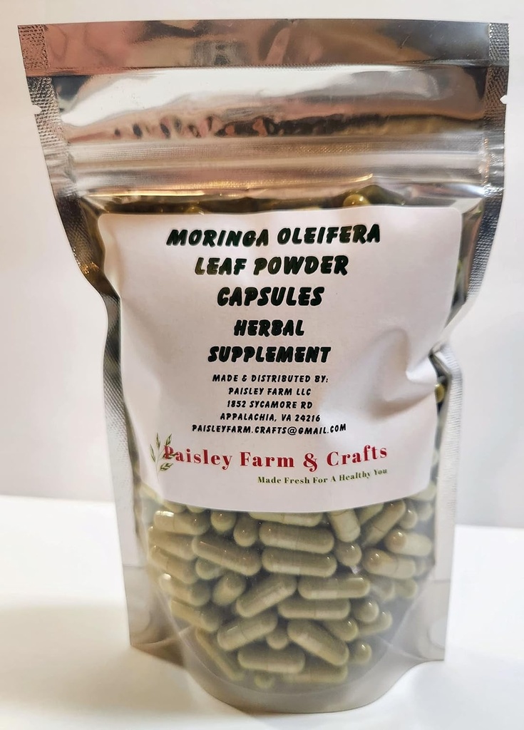 Moringa Oleifera Leaf Capsules Non GMO - Urtetilskud - 100% Pure Leaf Powder! (300) - Made Fresh On Demand!