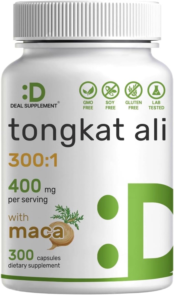 DEAL SUPPLEMENT Tongkat Ali Extract 300: 1 400mg & Maca Root 400mg