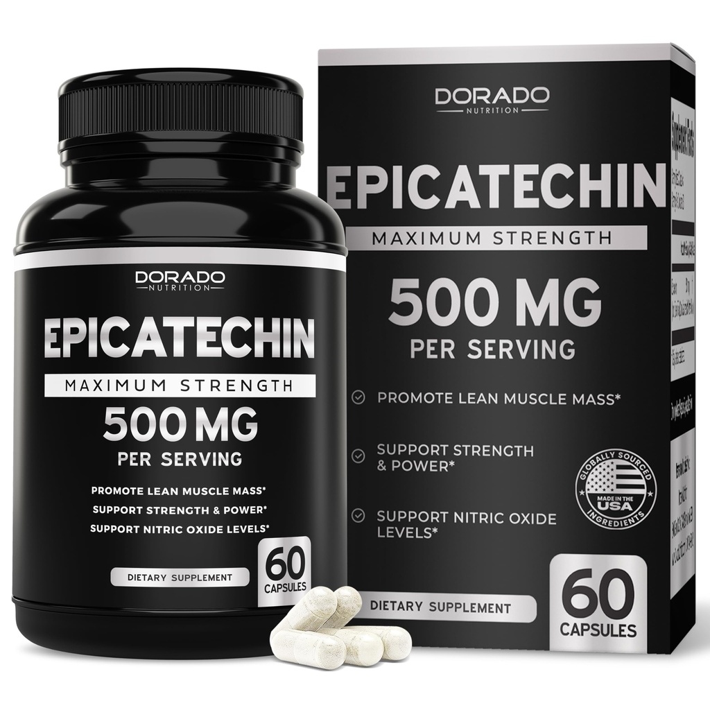 Epicatechin Extract 500mg Per Serving (60 kapsler) Myostatin Inhibitor, Myostatin Blocker for Lean Muscle, Nitrogenoxid, Stamina & Endurance - Non GMO, Vegan Supplement & tredjeparts testet