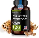 Tyrkiet Tail Mushroom Kapsler Immunsystemet Support, Antioxydant og fordøjelsesegenskaber - Svampe Supplement 1000mg - 120 Kapsler - Ækvivalent med 15.000 mg Økologisk Tyrkiet Hale