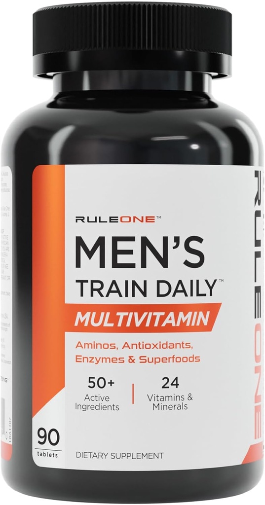 Regel 1 R1 Men 's Train Daily - 90 Tabletter - Sport Multivitamin med Aminos, Antioxidanter, Enzymer & Superfoods - 30 Servere